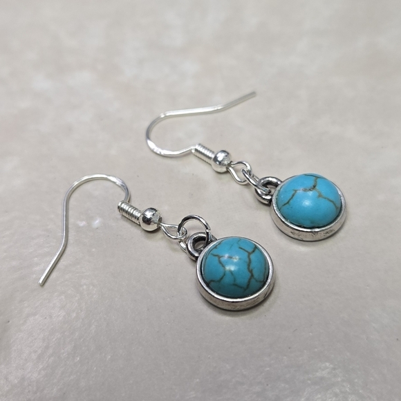 925 Silver Hook Turquoise and Silver Dangle Earrings - Picture 6 of 15